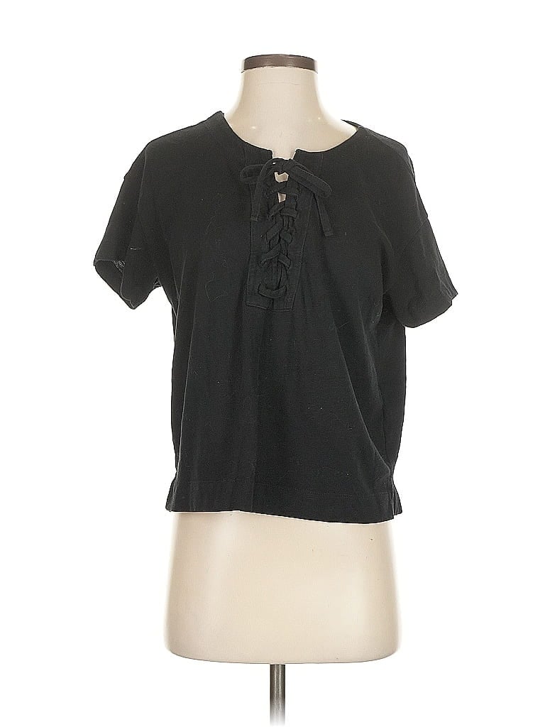 Pre-owned Old Navy Short Sleeve Top Black Keyhole Neckline Tops