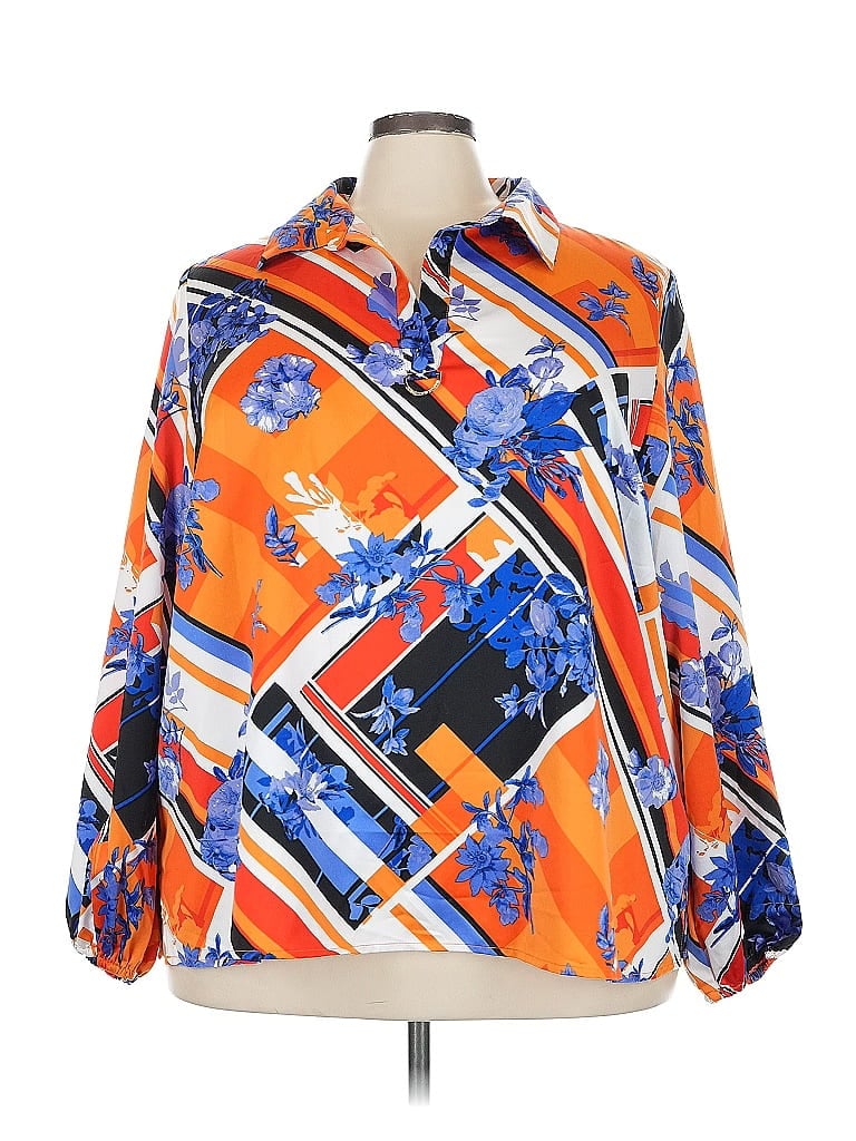Pre-owned Marc New York Andrew Marc Long Sleeve Blouse In Orange