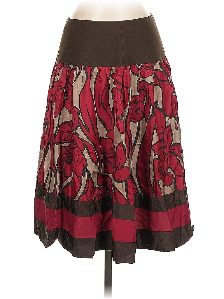 Pre-owned Nygard Collection Silk Skirt In Burgundy