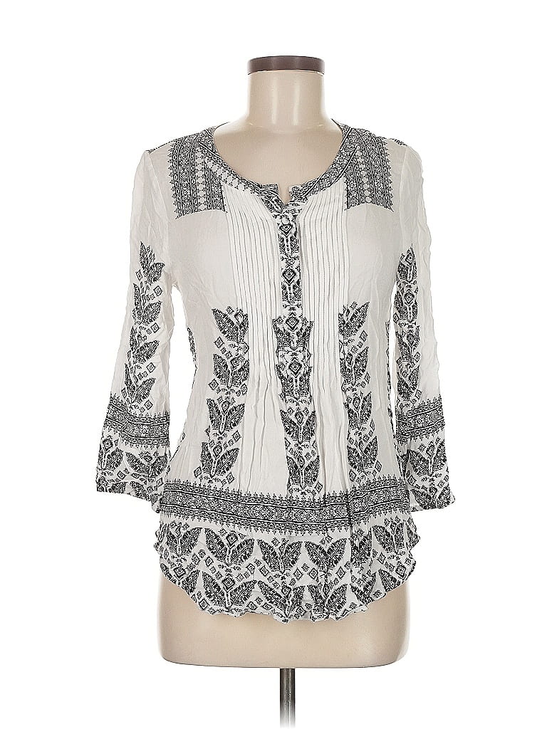 Pre-owned Pale Sky 3/4 Sleeve Blouse In White