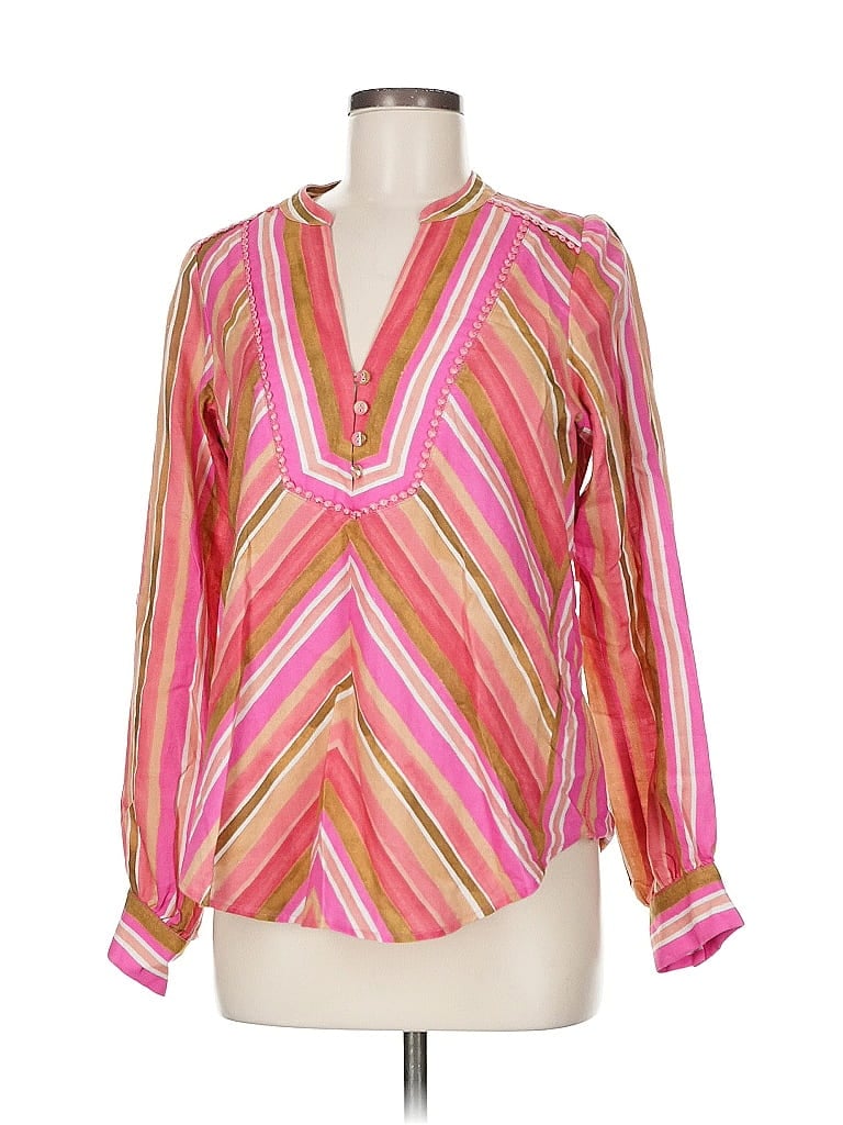 Pre-owned Hale Bob Long Sleeve Blouse In Pink