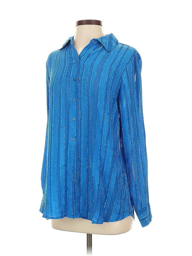 Pre-owned Assorted Brands Long Sleeve Blouse In Blue