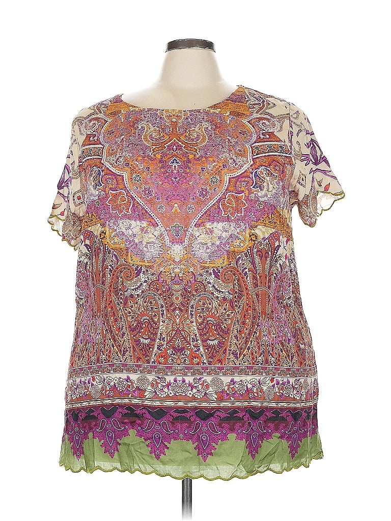 Pre-owned Soft Surroundings Short Sleeve Blouse In White