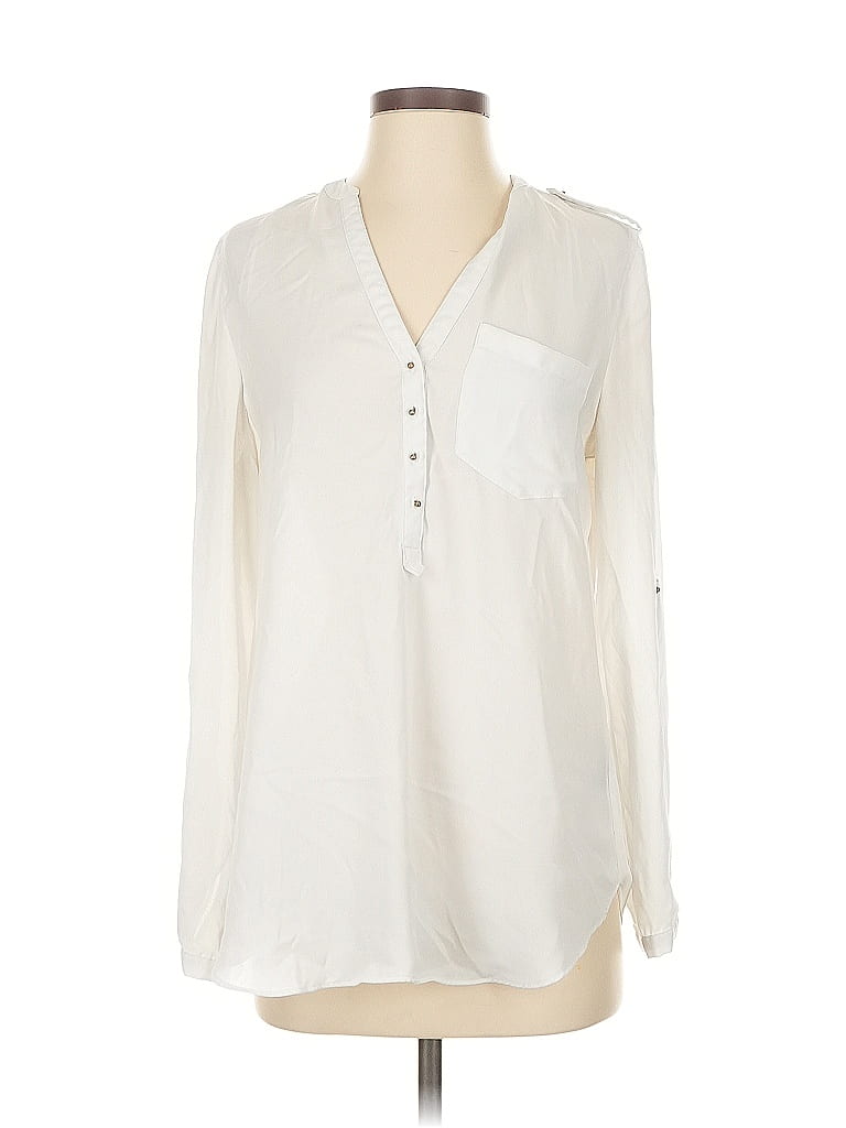 Pre-owned Dex Long Sleeve Blouse In White