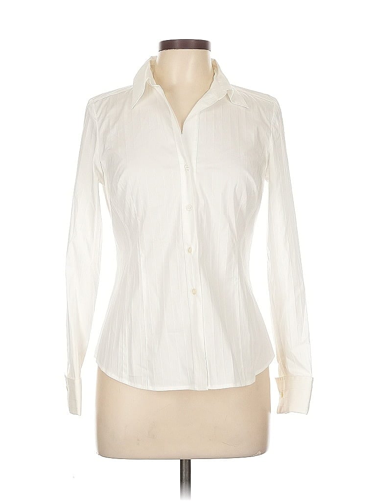 Pre-owned Inc International Concepts Long Sleeve Button Down Shirt In White