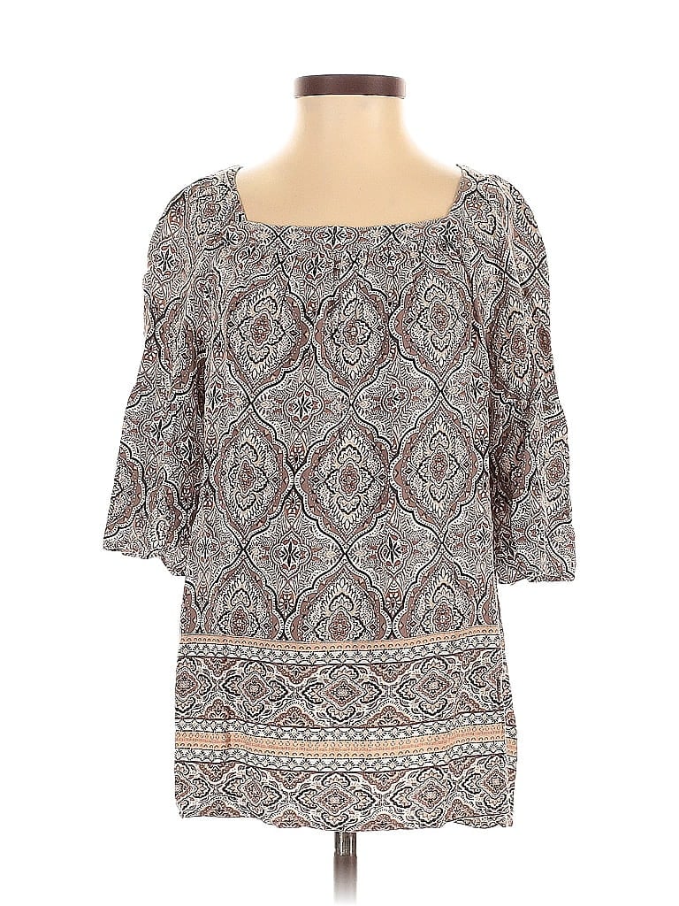 Pre-owned Dana Buchman 3/4 Sleeve Blouse In Gray