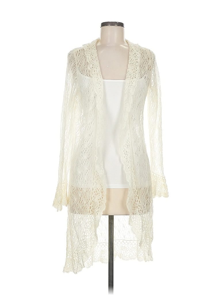 Pre-owned Laura Ashley Cardigan Sweater In White