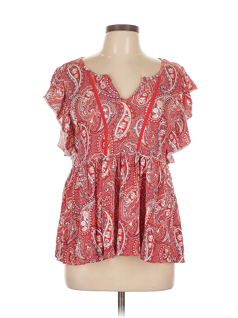 CATO Pre-owned Short Sleeve Blouse In Red