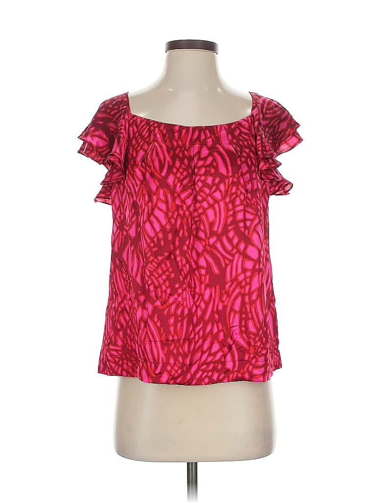 Click to view more detailed imagery on our partner's website Pre-owned Banana Republic Short Sleeve Silk Top Pink Square Neckline Tops