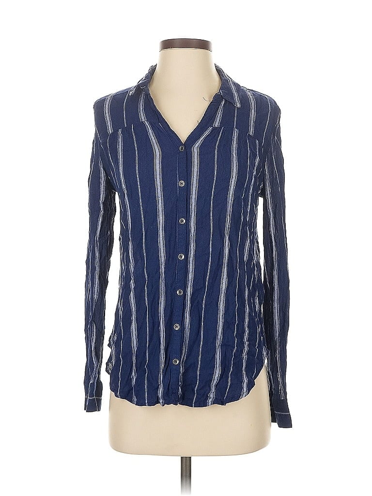 Pre-owned Mudd Long Sleeve Blouse In Blue