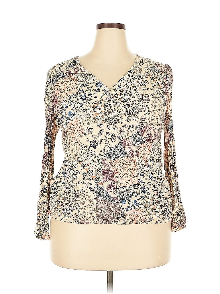 Pre-owned Knox Rose 3/4 Sleeve Blouse In Brown