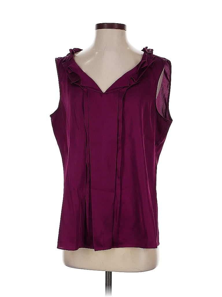 Pre-owned Tahari Sleeveless Blouse In Burgundy