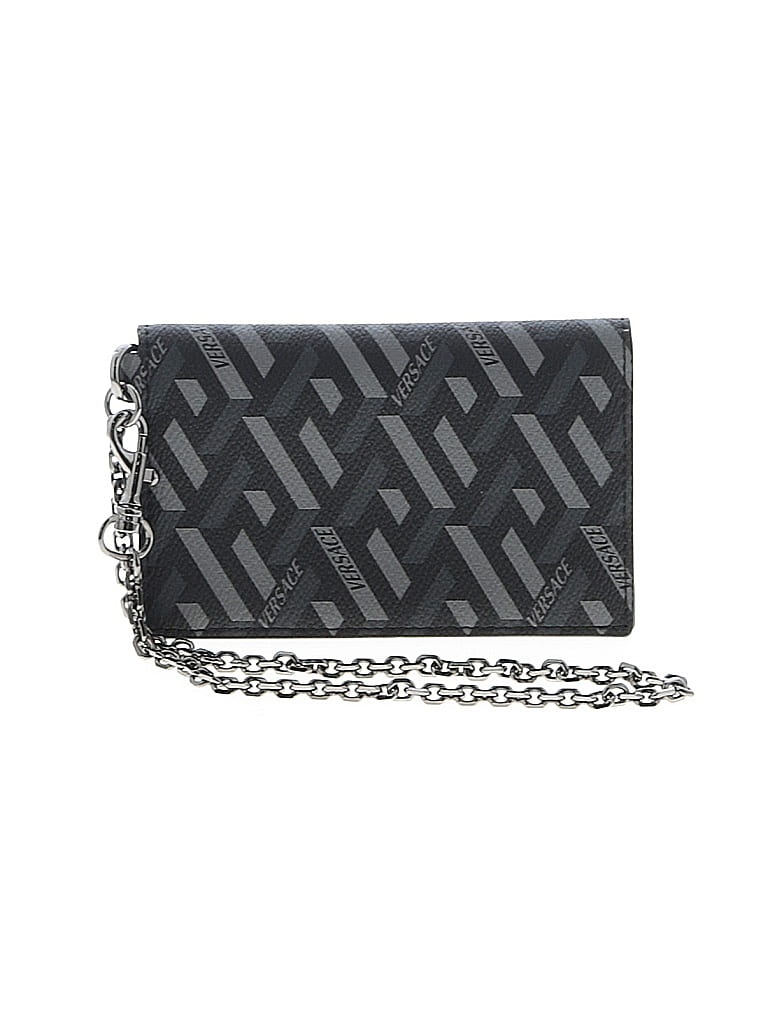 Pre-owned Versace Leather Card Holder In Black