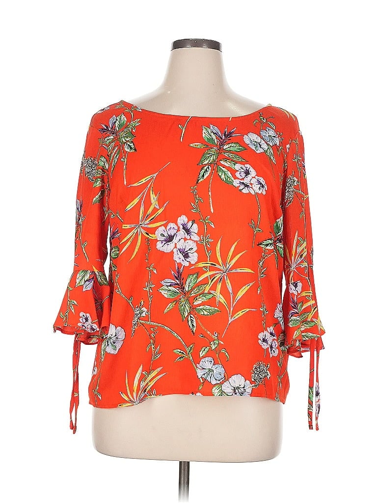 Pre-owned Skies Are Blue 3/4 Sleeve Blouse In Orange
