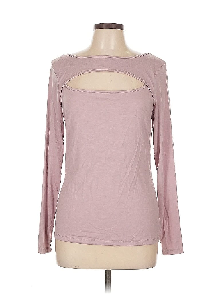 Pre-owned Nine West Long Sleeve Top Pink Keyhole Neckline Tops