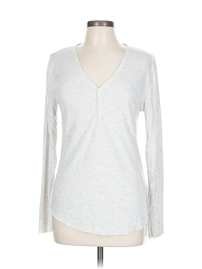 Pre-owned Love By Gap Long Sleeve Henley Shirt In Silver