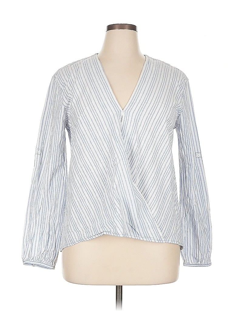 Pre-owned Remade Long Sleeve Blouse In Blue