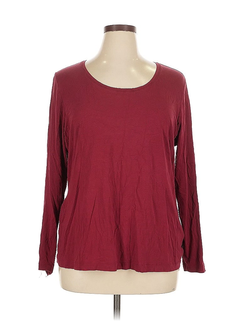 Pre-owned Lands' End Long Sleeve T-shirt In Burgundy