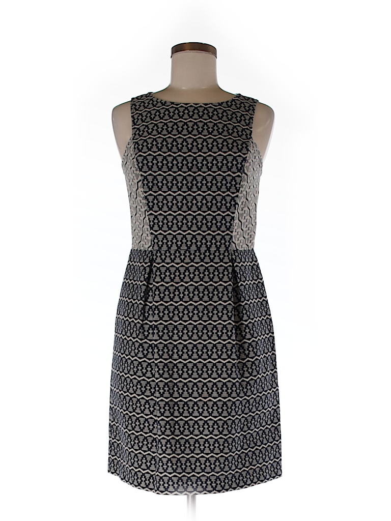 Ann Taylor LOFT 100% Cotton Print Navy Blue Casual Dress Size 6 (Petite ...