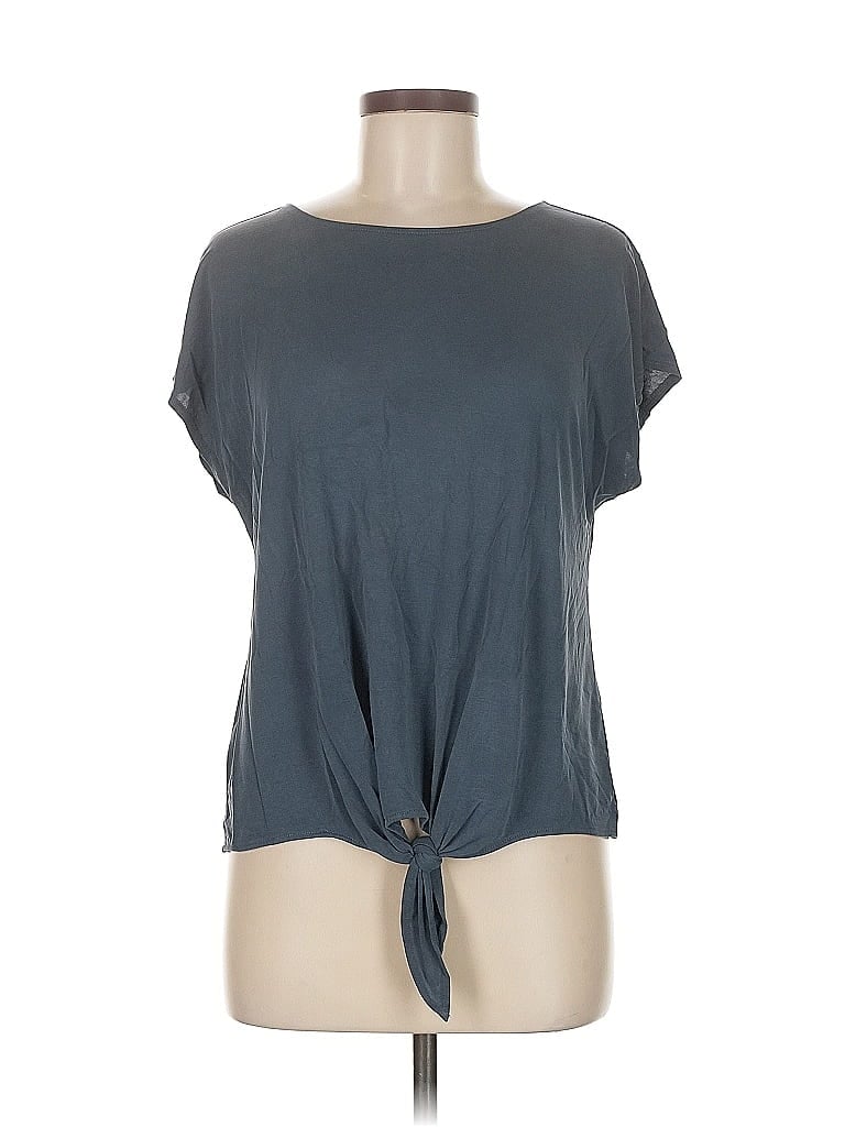 ANN TAYLOR LOFT OUTLET Pre-owned Short Sleeve Top Gray Keyhole Neckline Tops