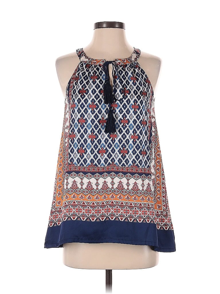 Pre-owned Jade Melody Tam Sleeveless Blouse In Blue