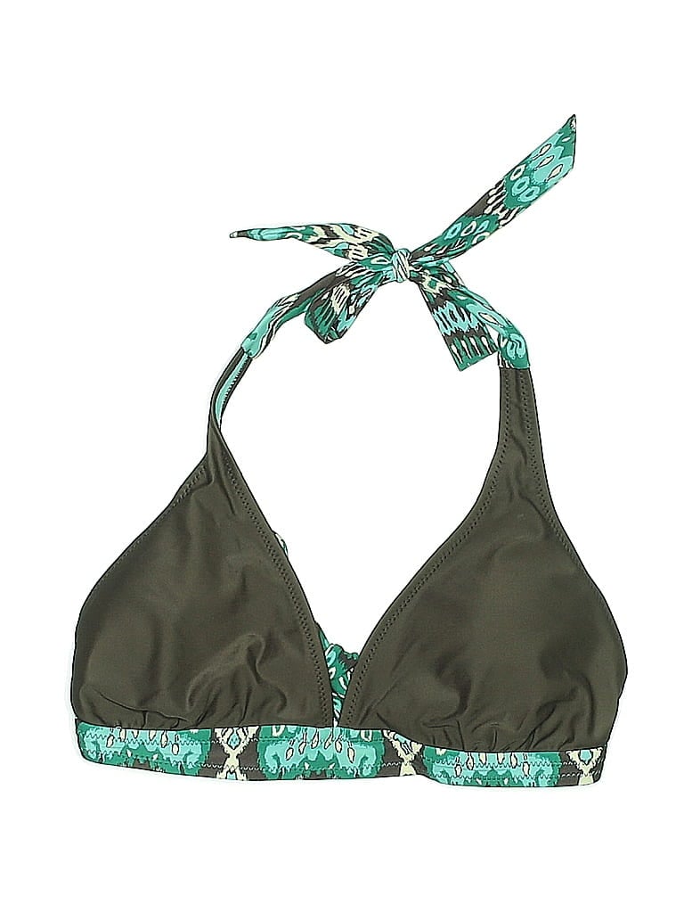 Pre-owned Athleta Swimsuit Top Green Print Pattern Swimwear
