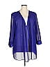 Patra 100% Polyester Blue 3/4 Sleeve Blouse Size 24 - photo 1