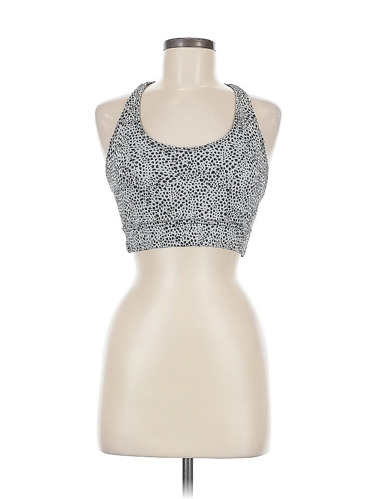 Pre-owned Onzie Tank Top Silver Halter Neckline Tops
