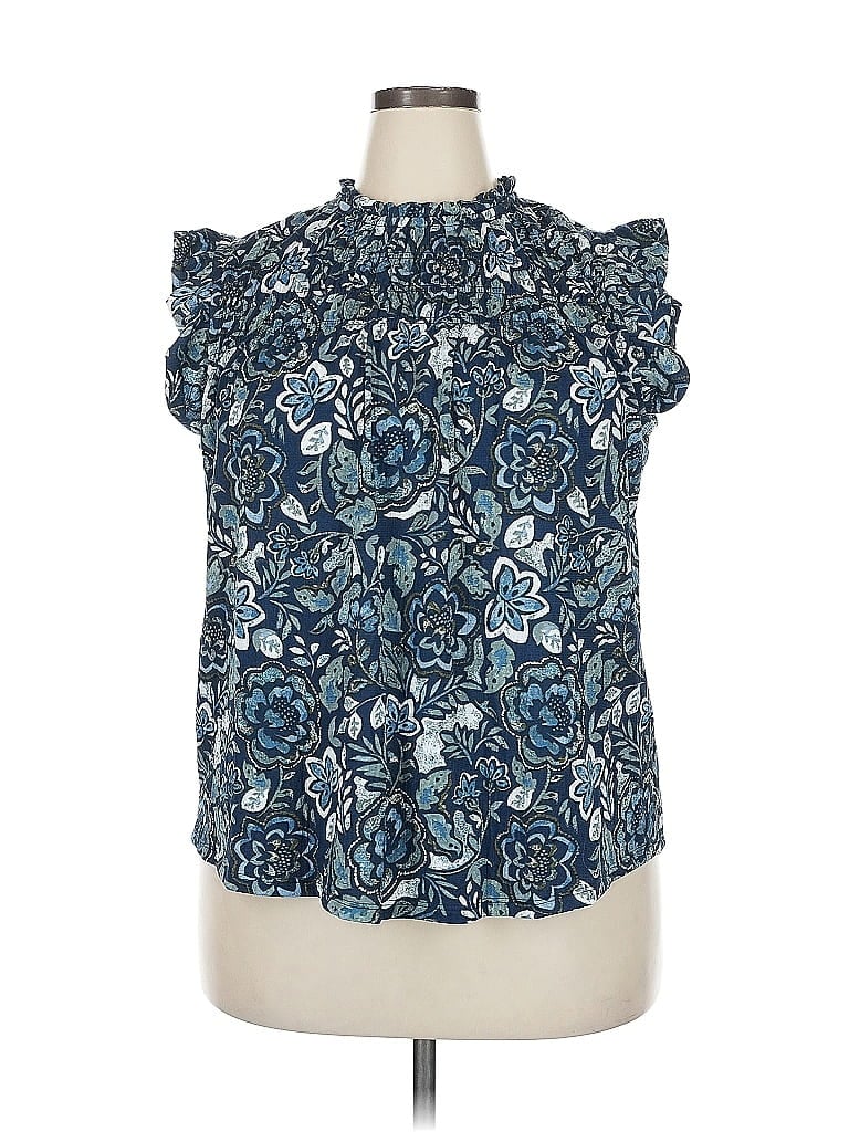 Fred David Short Sleeve Blouse In Blue