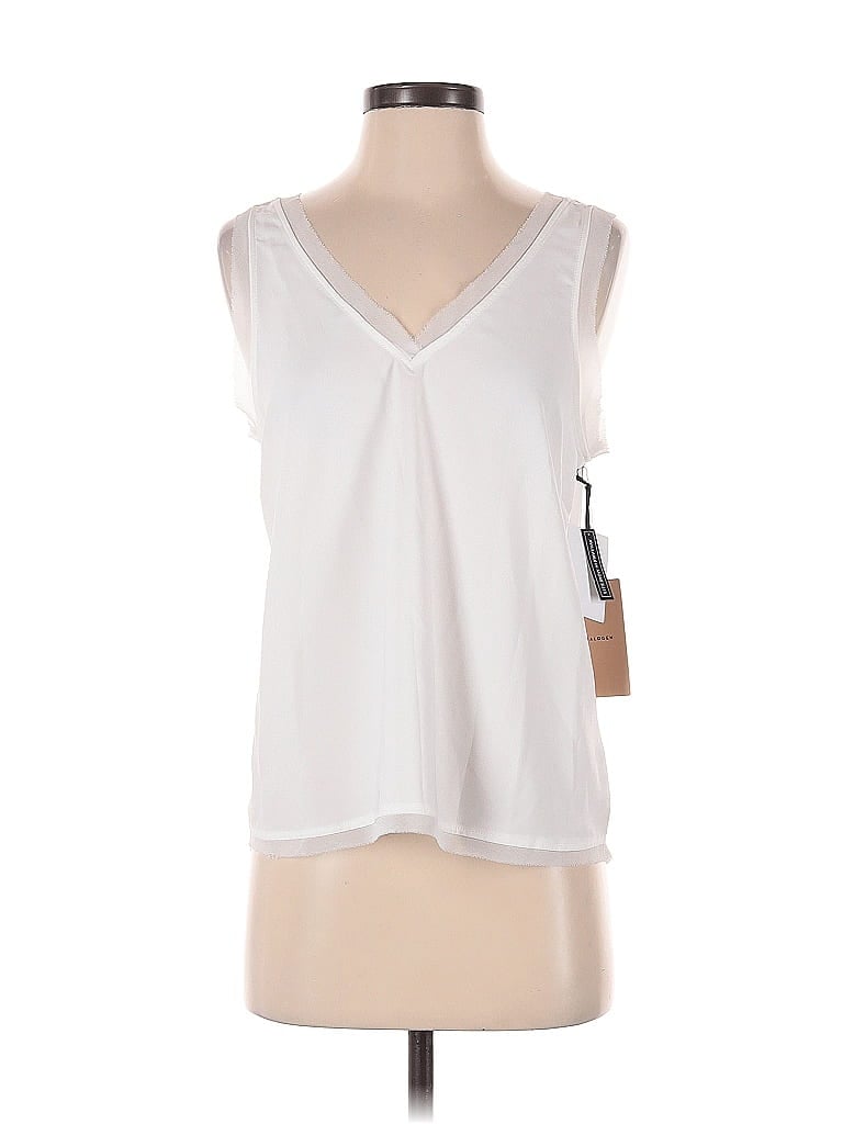 Pre-owned Halogen Sleeveless Blouse In White