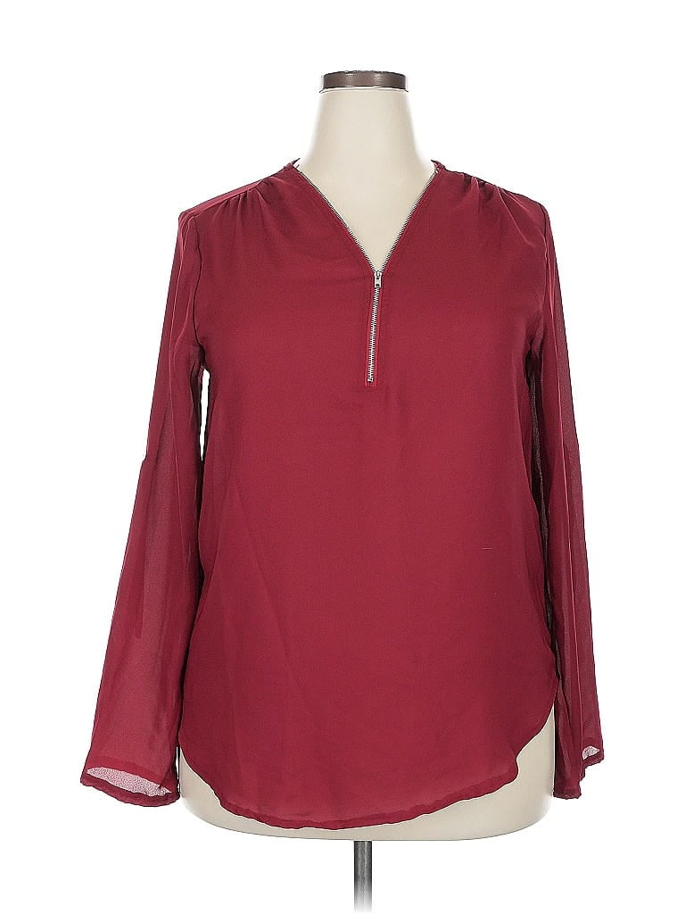 Pre-owned Unbranded Long Sleeve Blouse In Burgundy