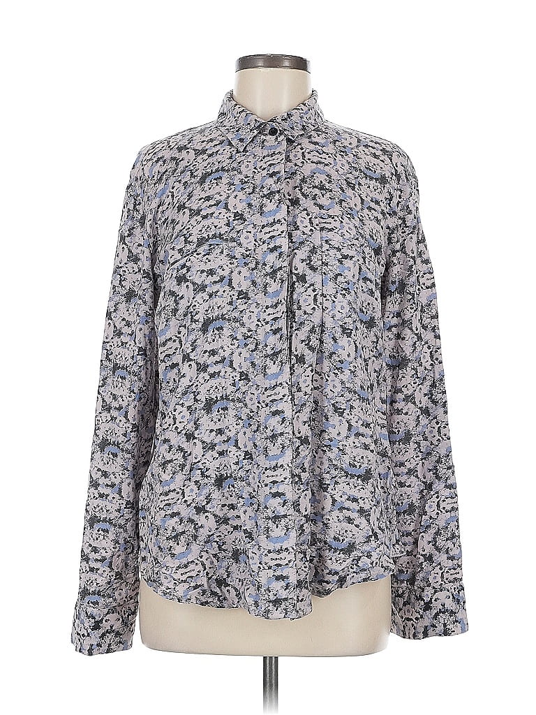 Pre-owned Rvca Long Sleeve Blouse In Gray