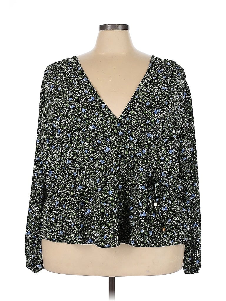 Pre-owned Michael Michael Kors 3/4 Sleeve Blouse In Green