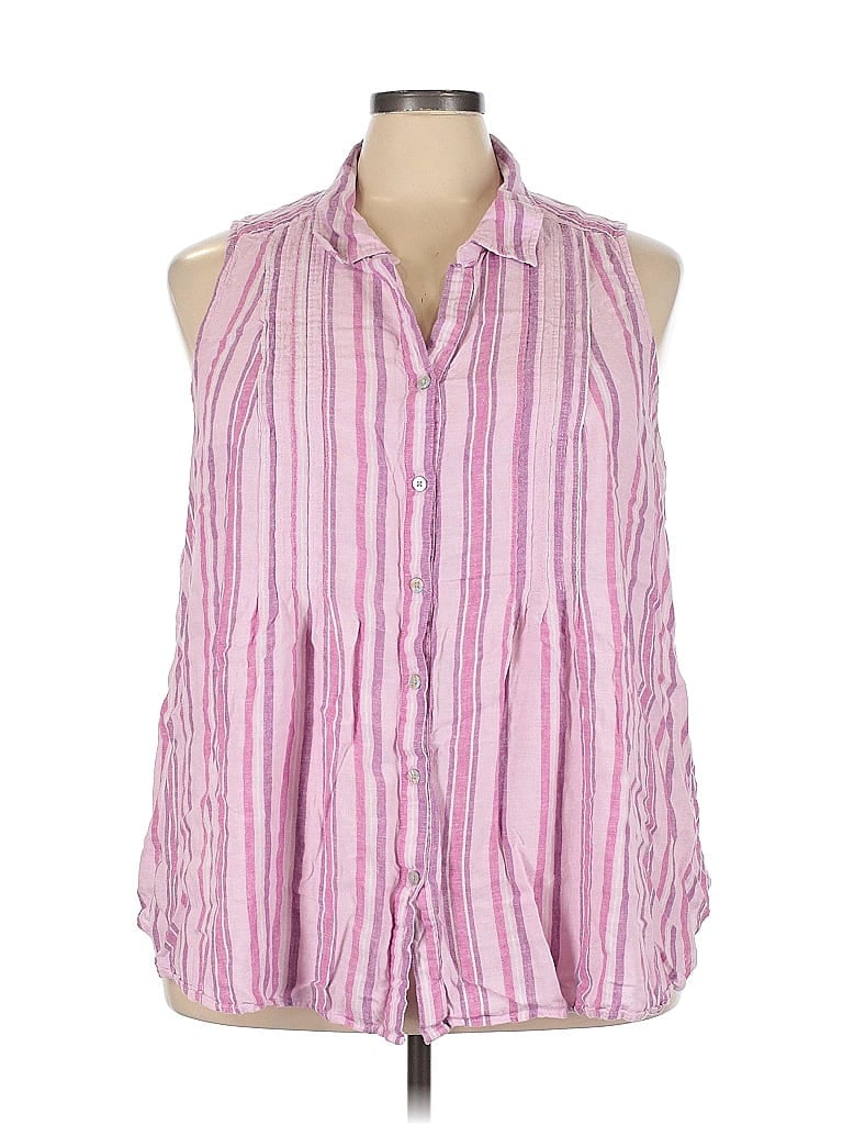 TERRA & SKY Pre-owned Sleeveless Button Down Shirt In Pink