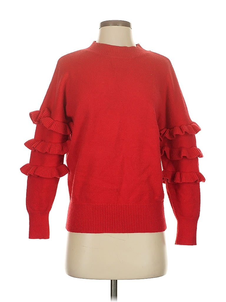 Pre-owned Line & Dot Pullover Sweater In Red