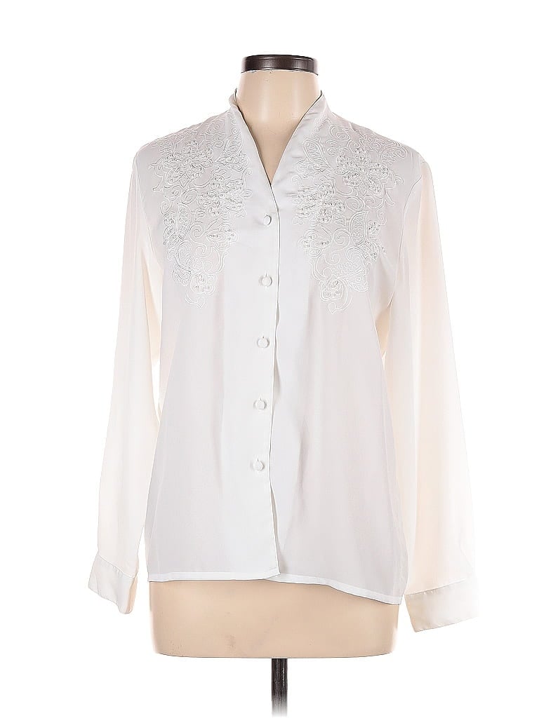 Pre-owned Assorted Brands Long Sleeve Blouse In White