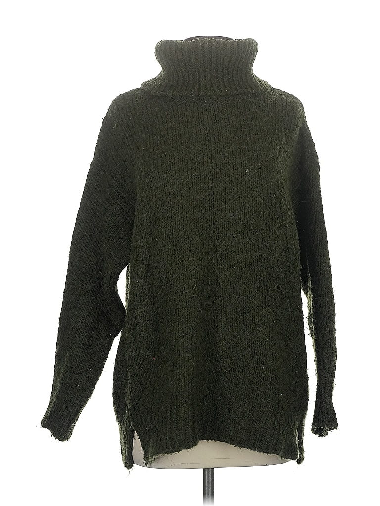 Pre-owned Mng Turtleneck Sweater In Green