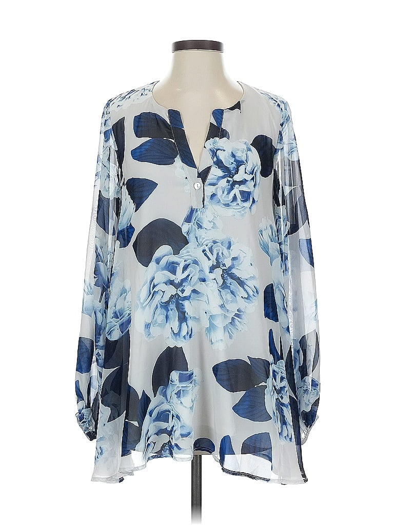 Pre-owned Show Me Your Mumu 3/4 Sleeve Blouse In Blue