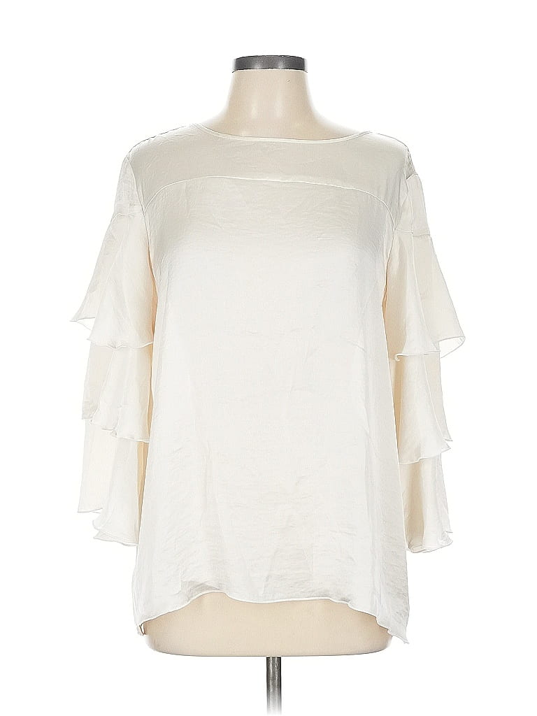 Pre-owned Ann Taylor Loft 3/4 Sleeve Blouse In White