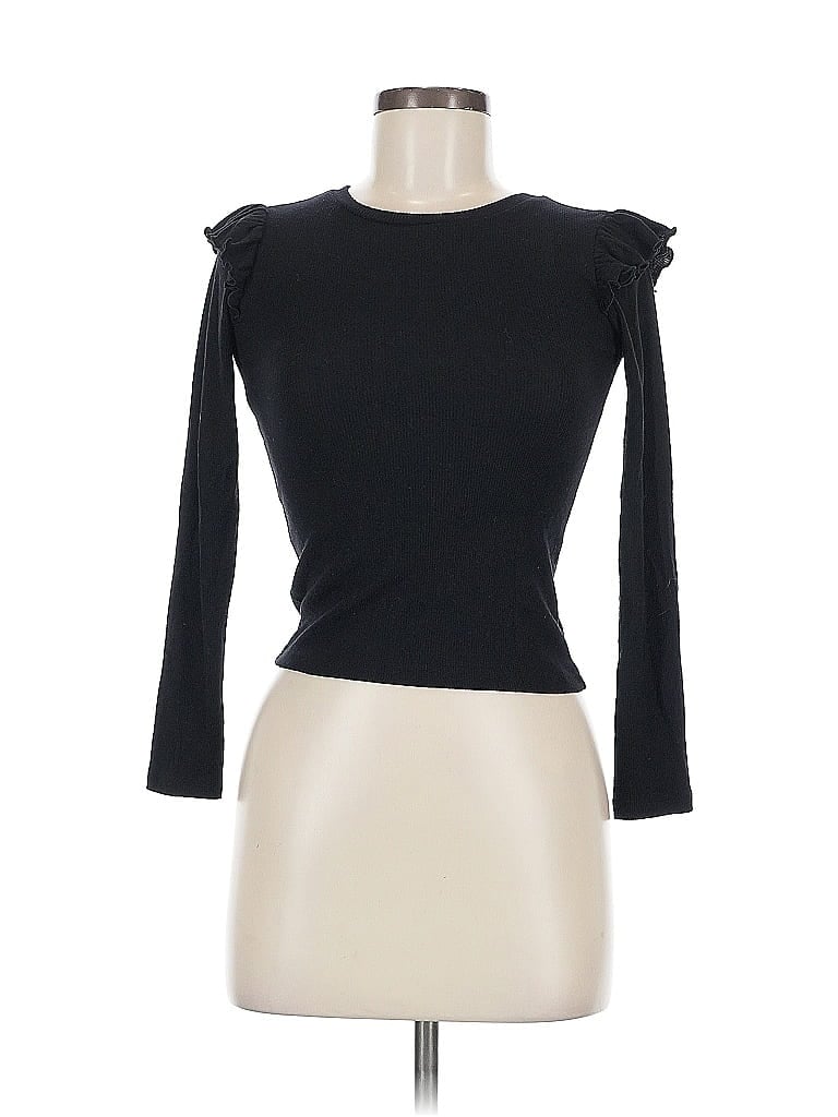 NORDSTROM Pre-owned Long Sleeve Top Black Crew Neck Tops