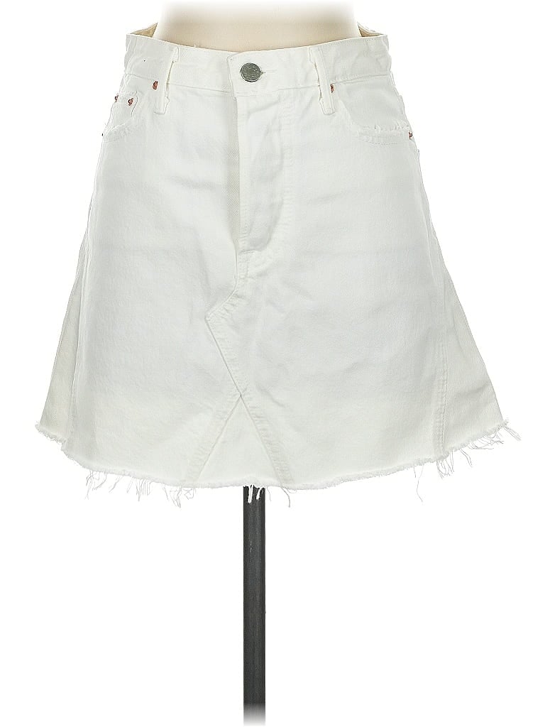 Pre-owned Grlfrnd Denim Skirt In White