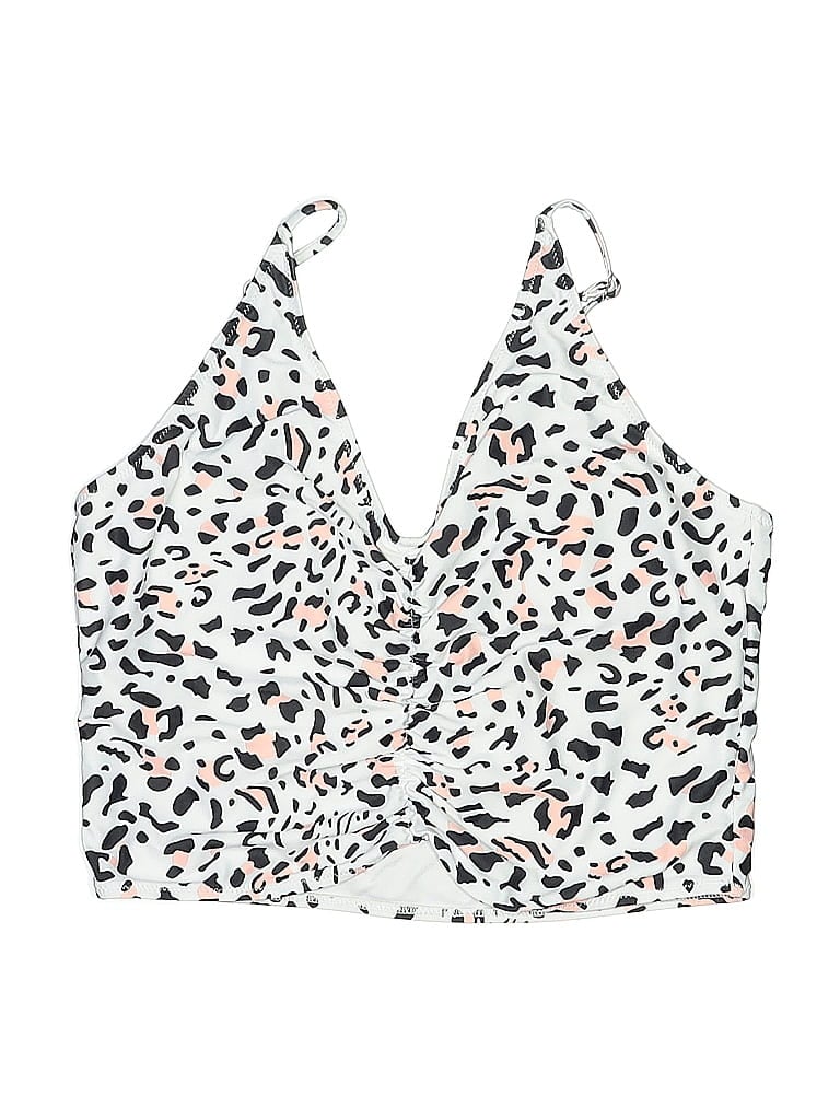 Pre-owned Beachsissi Swimsuit Top White Animal Print Pattern Swimwear