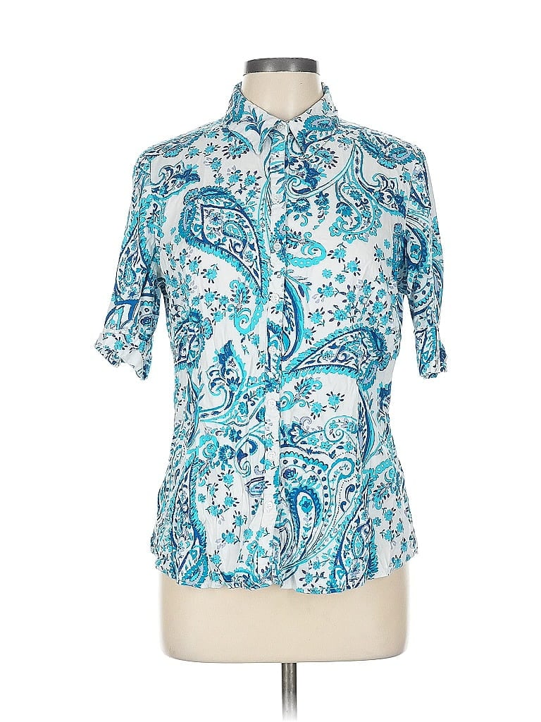 Pre-owned 7th Avenue Design Studio New York & Company Short Sleeve Blouse In Blue