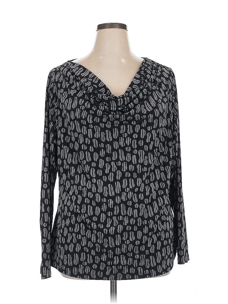 Pre-owned Croft & Barrow Long Sleeve Blouse In Black