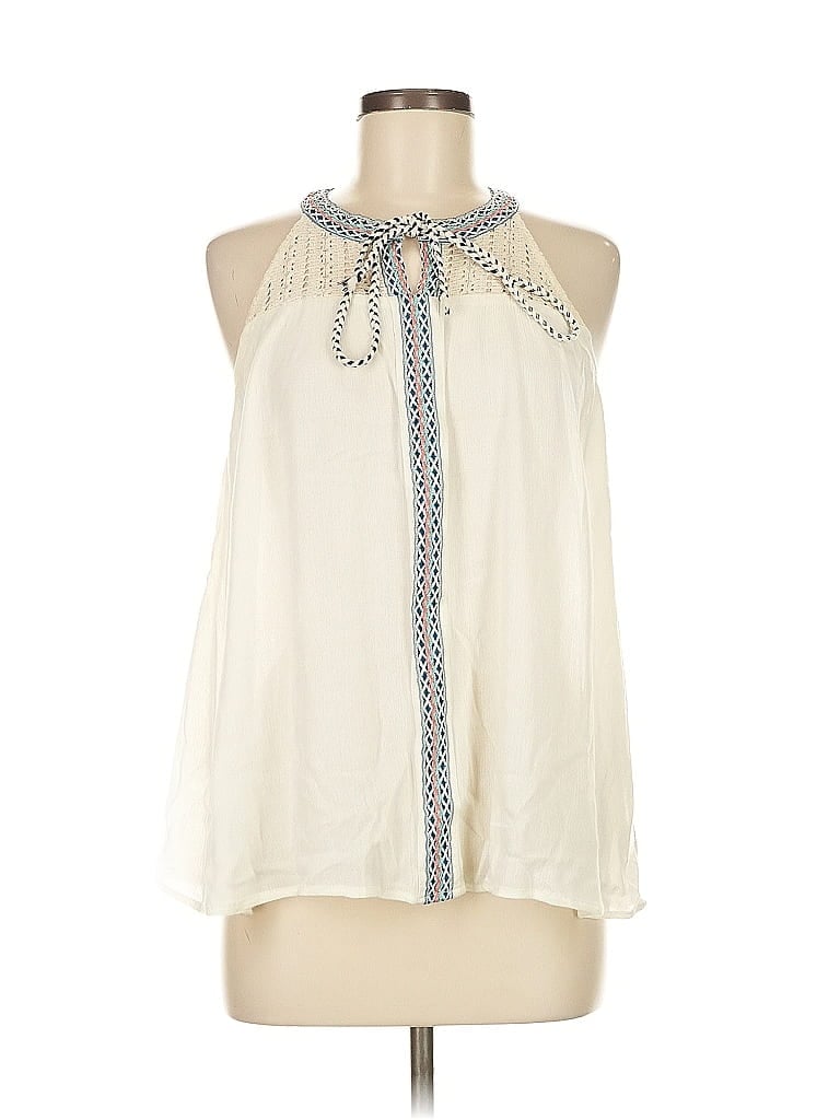 Pre-owned Hem & Thread Sleeveless Blouse In White