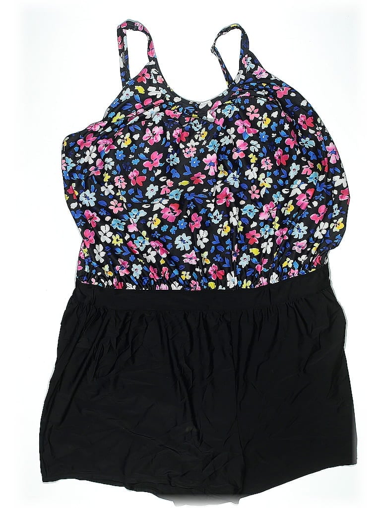 Pre-owned Bloomchic Swimsuit Top Black Floral Pattern Swimwear
