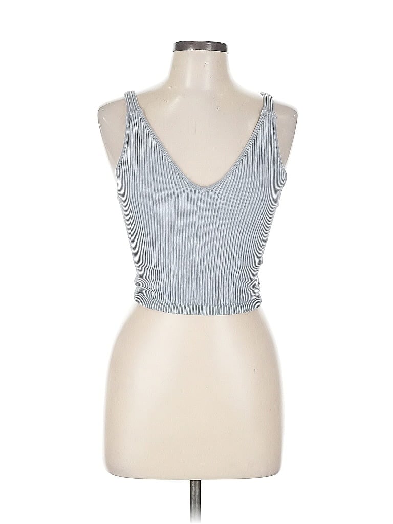 Pre-owned 90 Degree By Reflex Tank Top Blue Plunge Neckline Tops