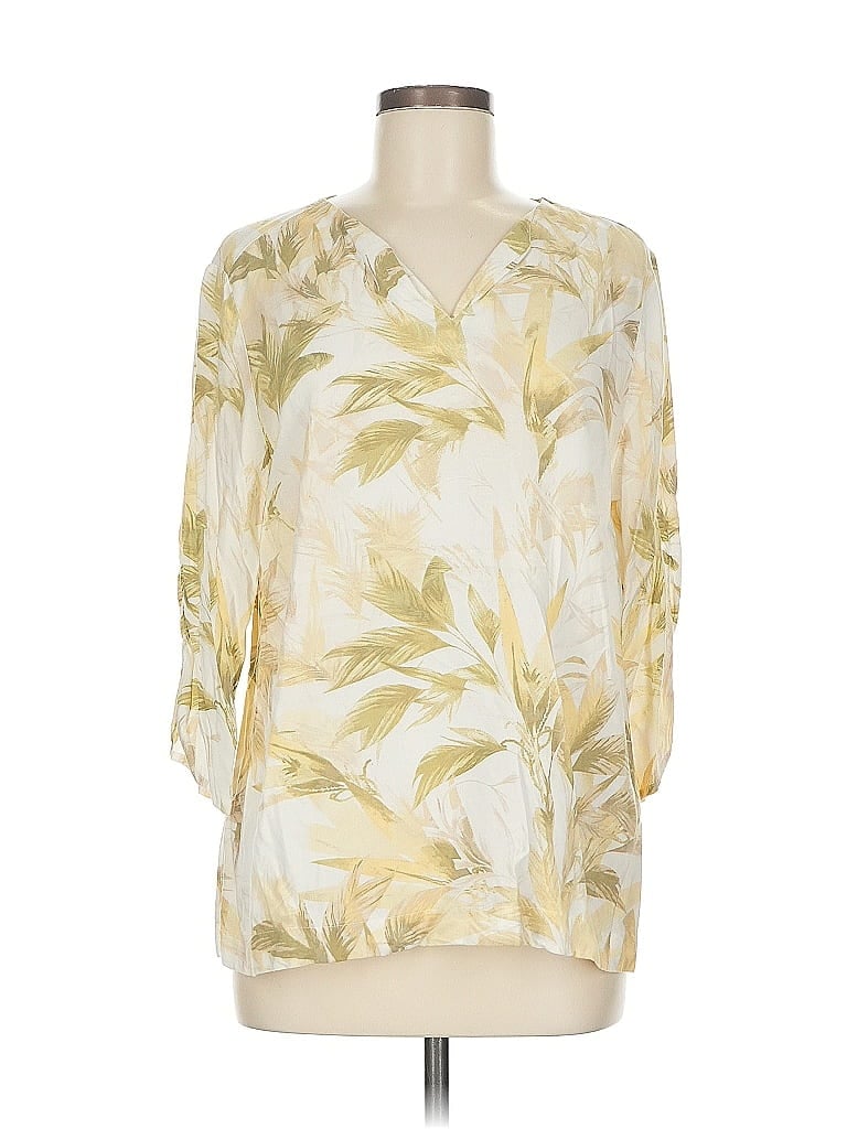 Pre-owned Chico's 3/4 Sleeve T-shirt In White