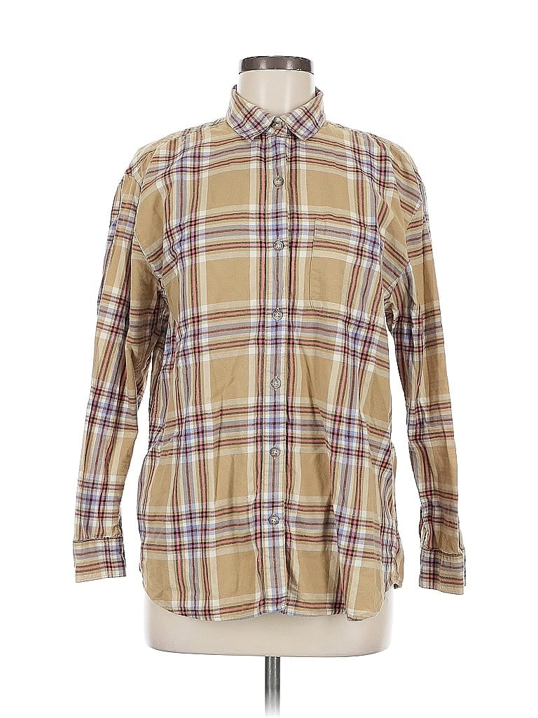 Pre-owned Eddie Bauer Long Sleeve Button Down Shirt In Brown