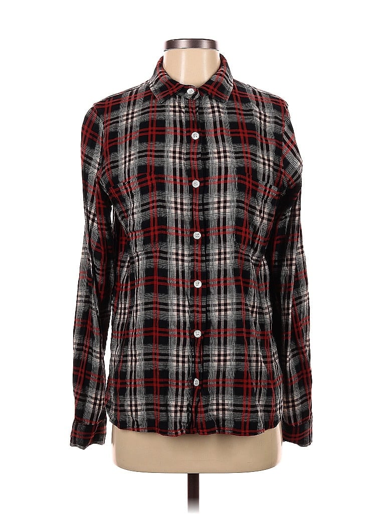 Pre-owned Karen Kane Long Sleeve Button Down Shirt In Black